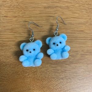 Blue Teddy Bear Earrings